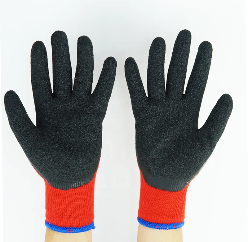 Natural latex coated polyester knitted work gloves cheap price