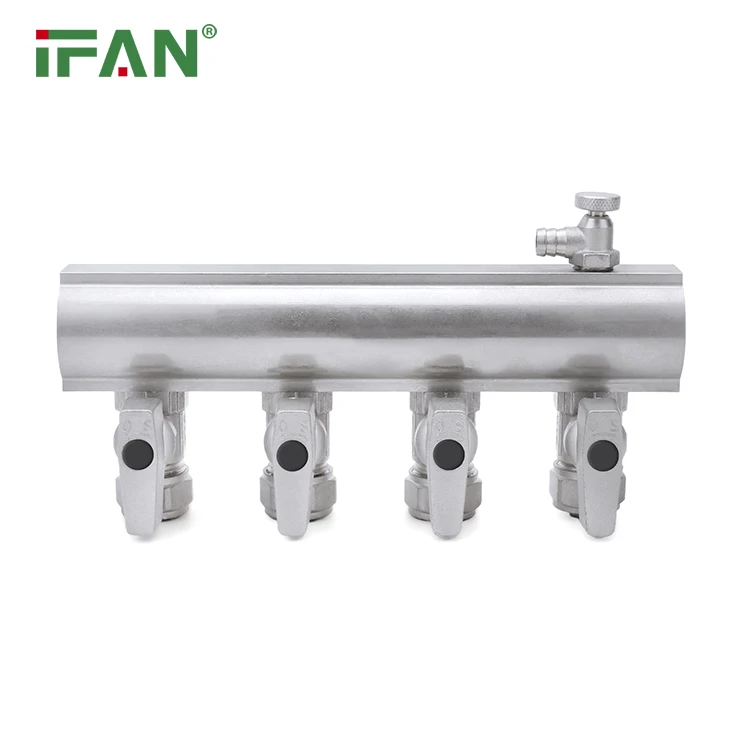 IFAN Customized Radiant Heating Manifold 3 Way Brass Valve Manifolds High Temperature Water Manifold