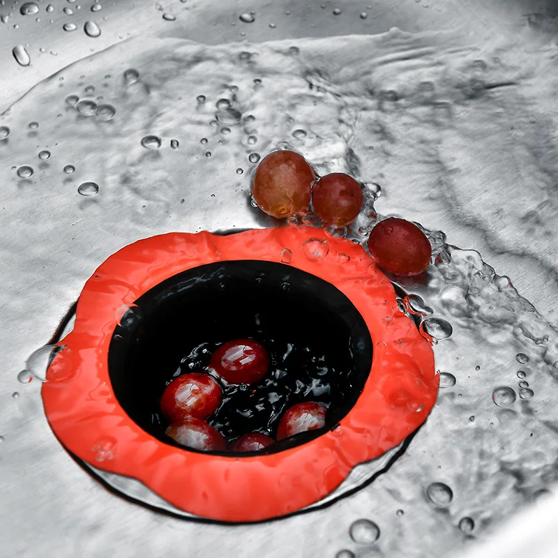 Flower Shape Large Wide Rim Flexible Kitchen Silicone Pouring Basket Drain Filter Sink Strainer