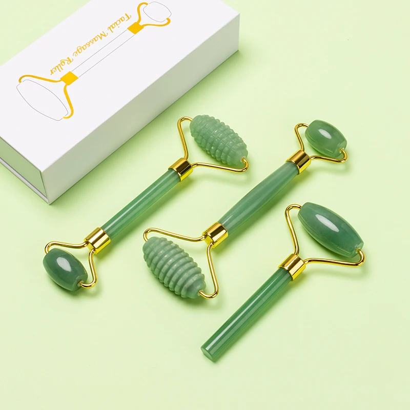 Hot Sale Skincare Face Massage Tools 100% Natural Authentic Old Green Aventurine Spikey Jade Roller