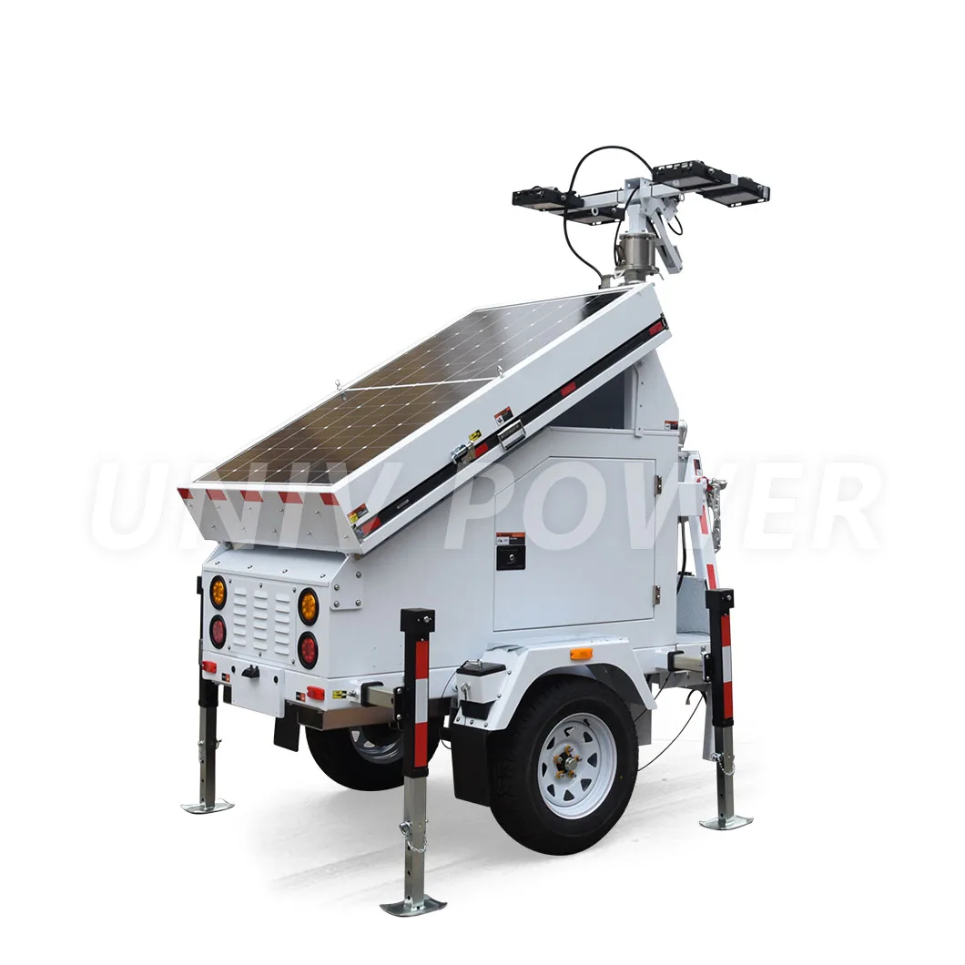Zero Emissions mobile solar linghting tower with 4 LED lights for rent