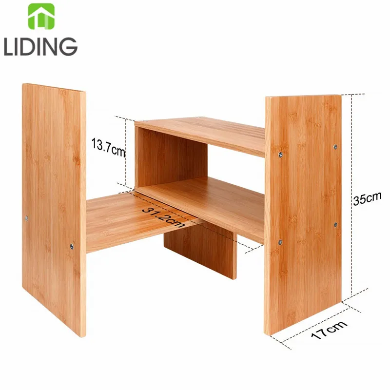 High Quality Adjustable Bamboo Desktop Bookshelf Desk Organizer