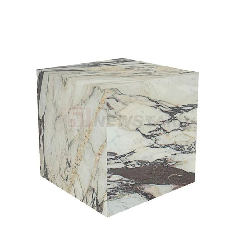 Newstar Luxury Italian Calacatta White Arabescato Corchia Plinth Carrara Cube Living Side Table Arabescato Marble Coffee Table
