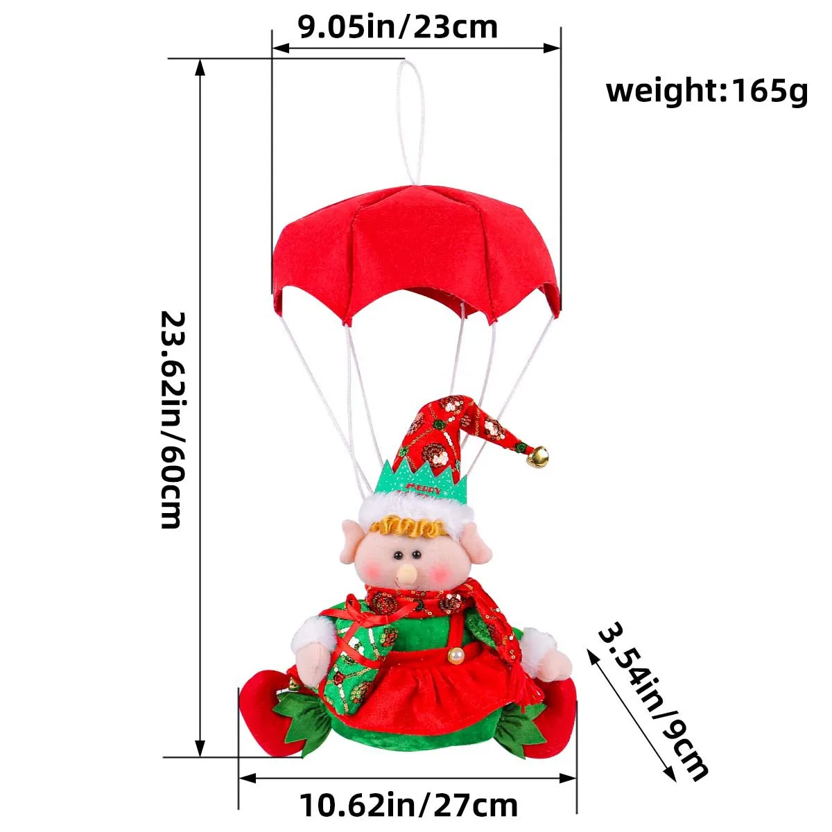 Linda New Christmas Parachute Doll Decoration Pendant Fabric Christmas Skydiving Window Christmas Tree Charm Gift