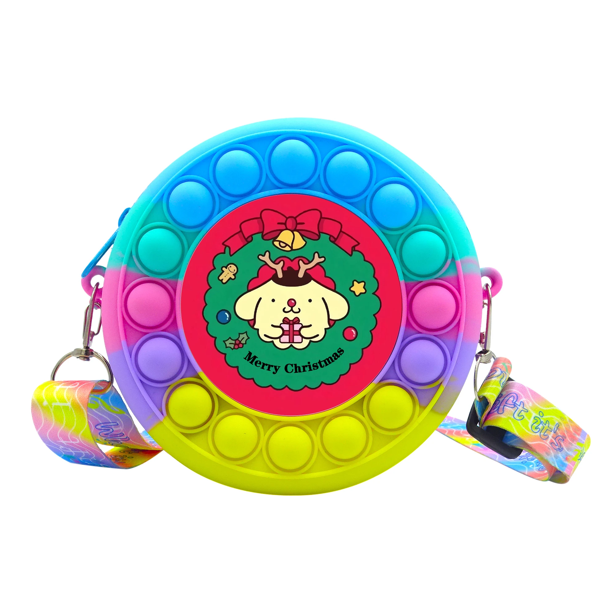 Travel outdoor Silicone Mini Pop Bubble Bag Cute Rainbow Pop Push Fidget Sensory Toy Pouch Purse Bag