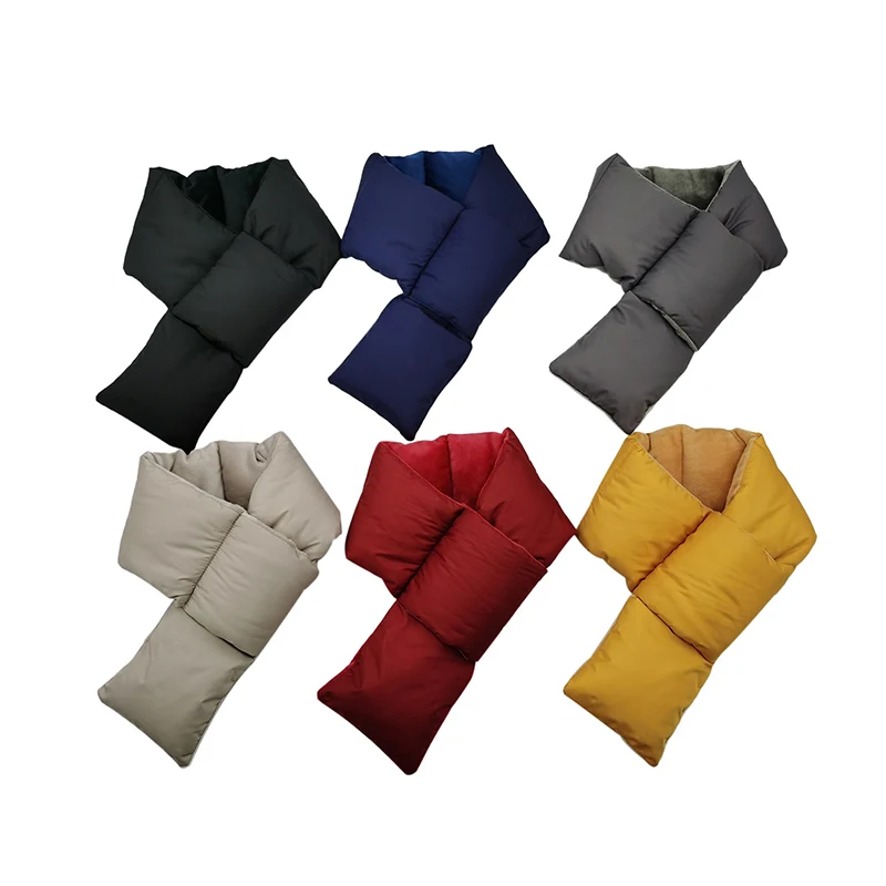 
space cotton scarf superior durability soft cotton winter warm outside down feather filled velvet with pocket loop scarf 