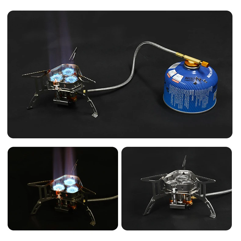 Small Size Windproof Tourist Camping Kitchen Picnic Gas 3 Burner Cooker Stove Foldable Steel Portable Mini Camping Gas Stove