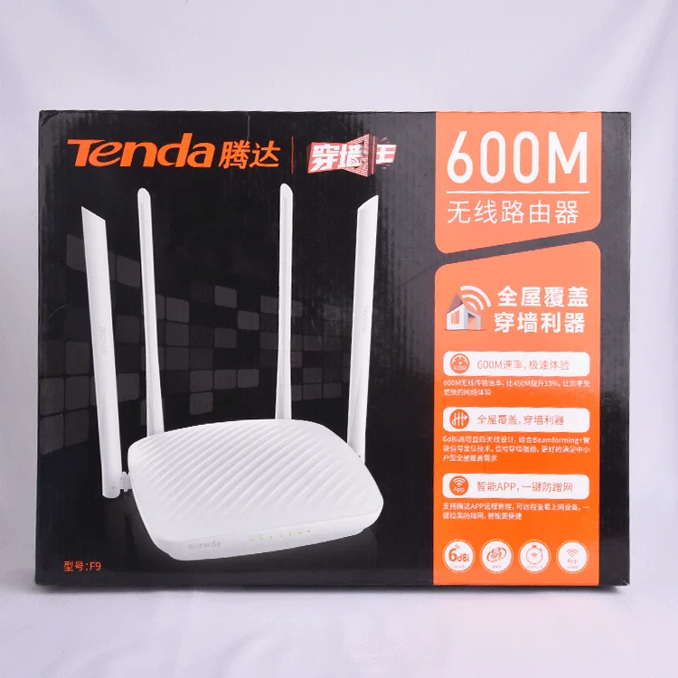 Tenda F9 Whole-Home Coverage High Speed 600Mbps Home router wifi 6dBi four External Antenna wifi router