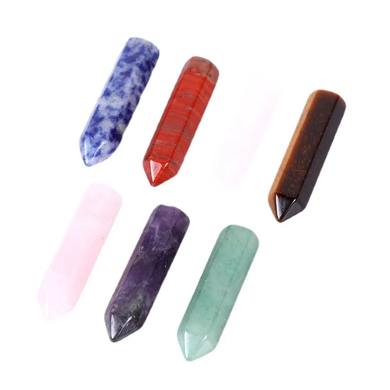 Natural Single-Pointed Hexagonal Quartz Pillar Naked Stone Amethyst Powder Crystal Gemstone Bullet Head Yoga Energy Enhancement