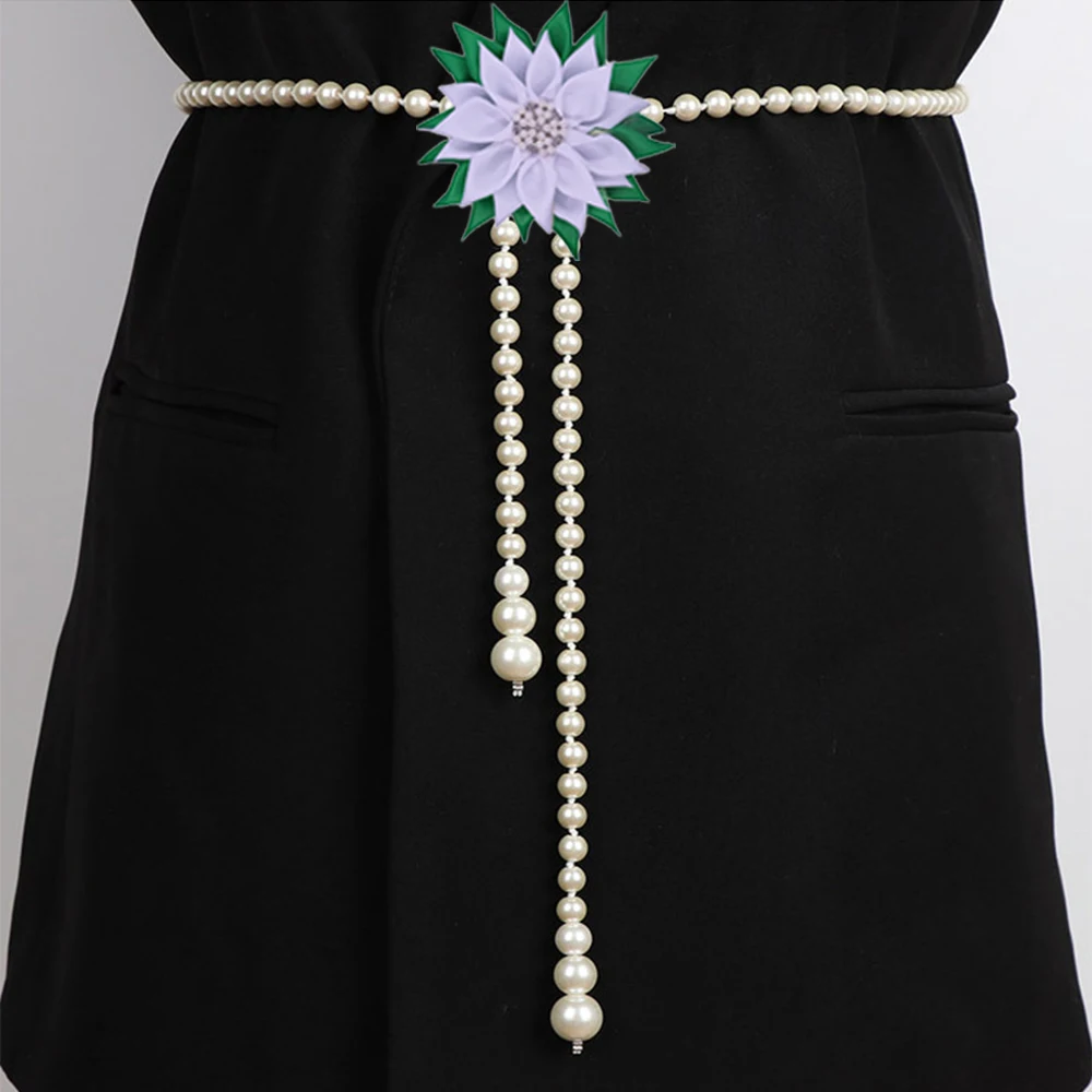 Statement Green And White Ribbon Flower Making Body Pearl Chain The Links Incorporated And Iota Phi Lambda Inspired Waist Chain