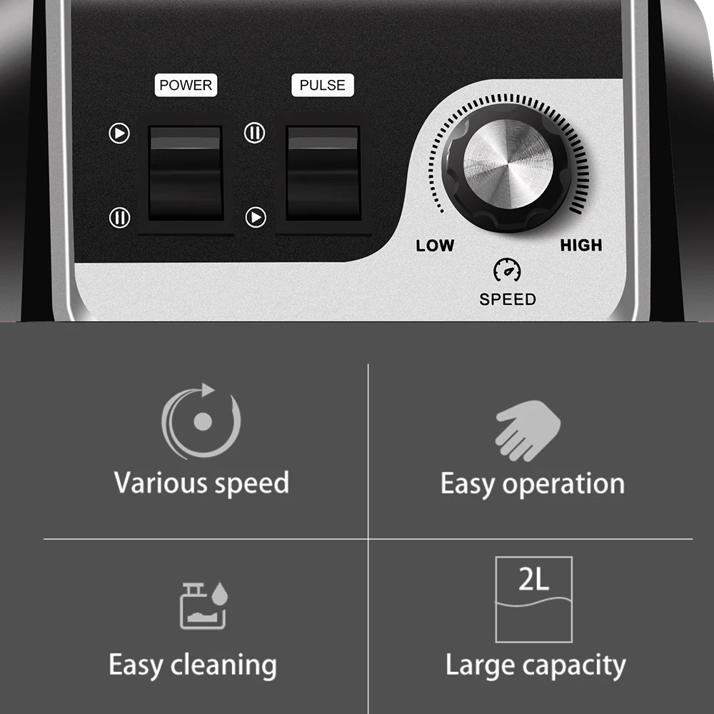 Food Processor Blender Licuadoras Industrial Hot Sale Summer for Commercial Ice and Fruit Mixer 2 Liter Electric Blender