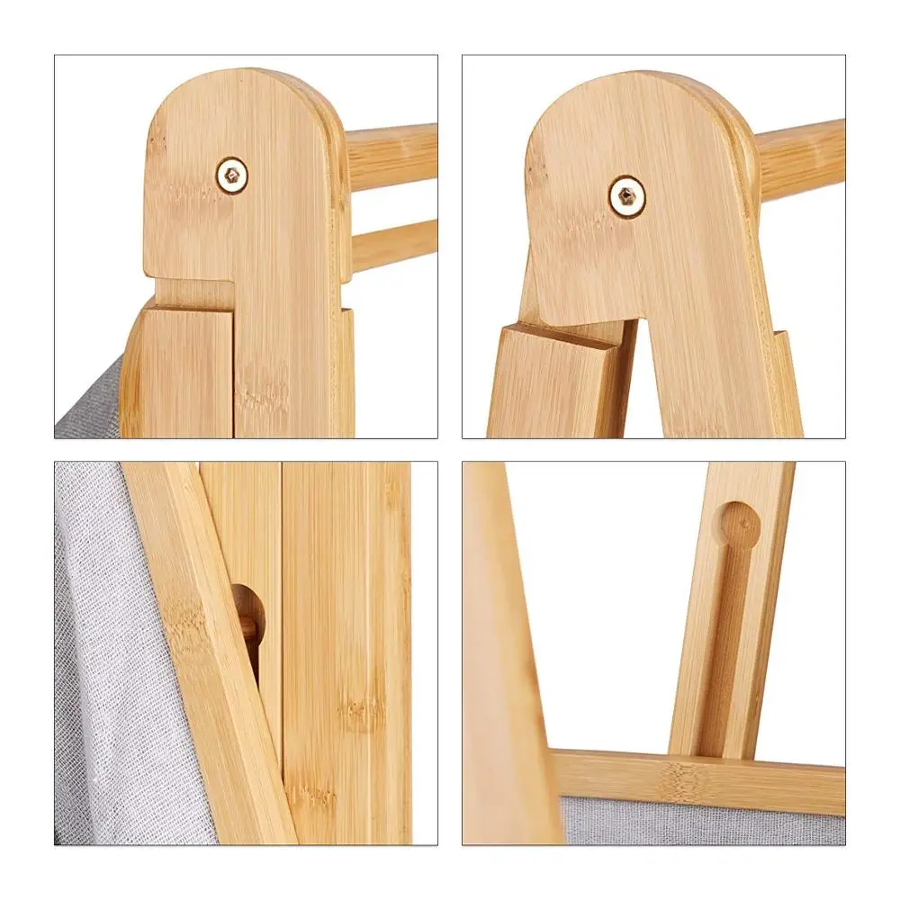 Bathroom rack/bamboo stand with 3 layers of fabric basket/towel rack