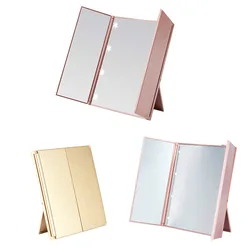 Rectangular Tri-Fold Illuminated Makeup Mirror Wall Hairdressing Mirror Hang on Door Self Mirror