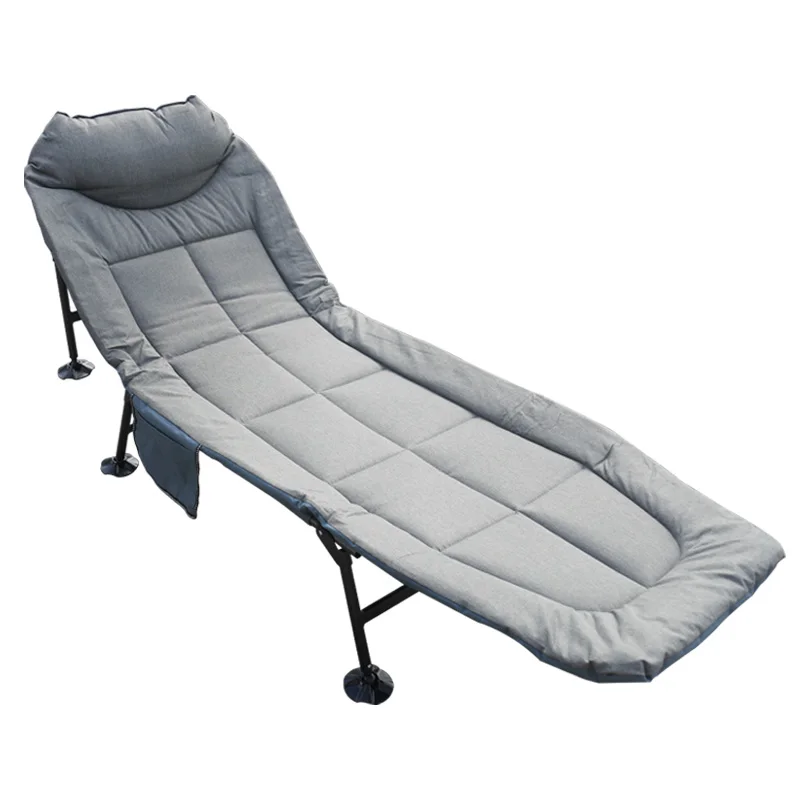 Camp Reclining Rest Chair Soft Cotton Mat Mattress Nap Cot Bed Portable Sleeping Travel Office Steel Folding Outdoor Camping Bed