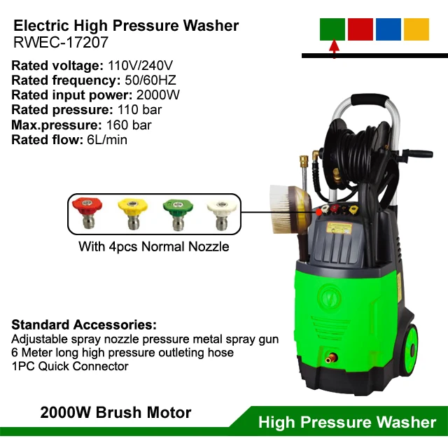 2000W Home Electric High Pressure Cleaner Cold Water Jet Car Washing Easy Movable Portable Pressure Cleaner Pump Machine