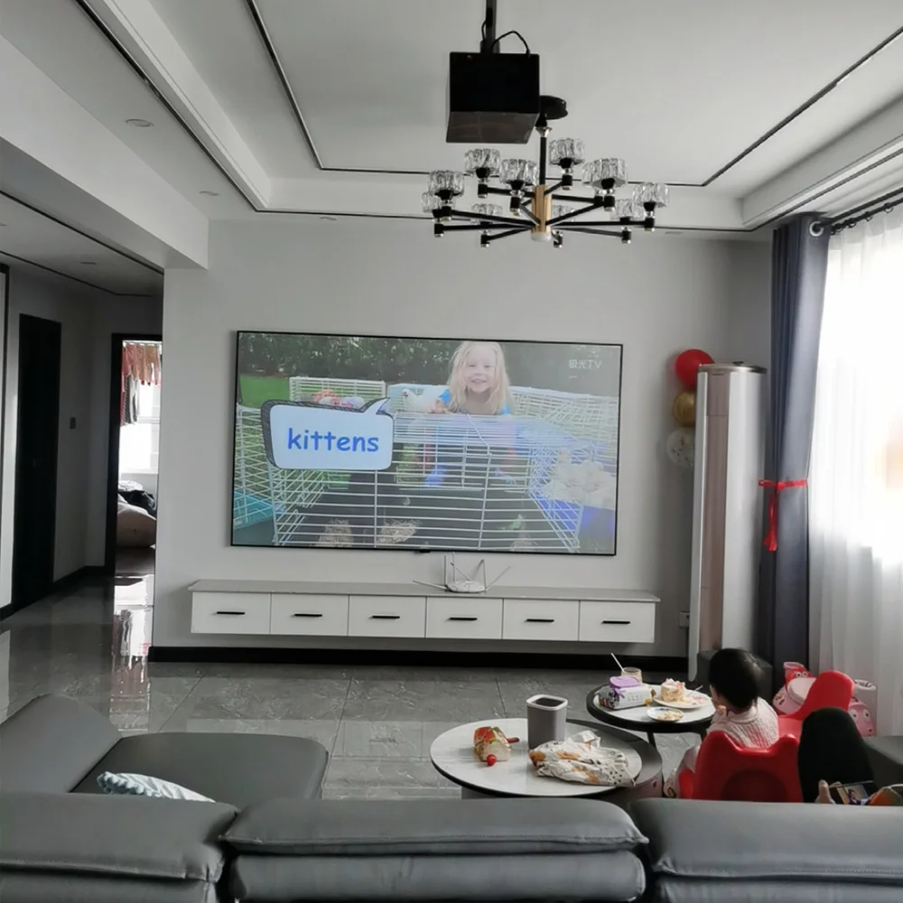 PerfecTisan ALR 90% projector screen133 inch fixed frame display screen thin bezel 4k wall mounted screens for long throw