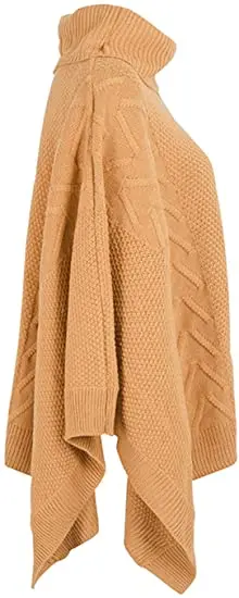 
unique high collar bat sleeve asymmetric knitted Cape oversized sweater Pullover winter sweaters women 