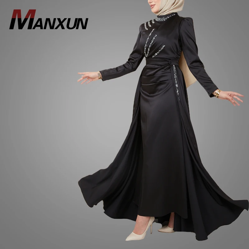 Fashion Muslim Women Clothing Long Dresses Satin Abaya Turkey Islamic Clothing