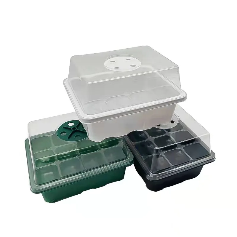 wholesale 6/12 Cells Plastic Nursery Pots Nursery cultivation Pots Plant Seed Tray Germination Starter Box with Cover Gardening