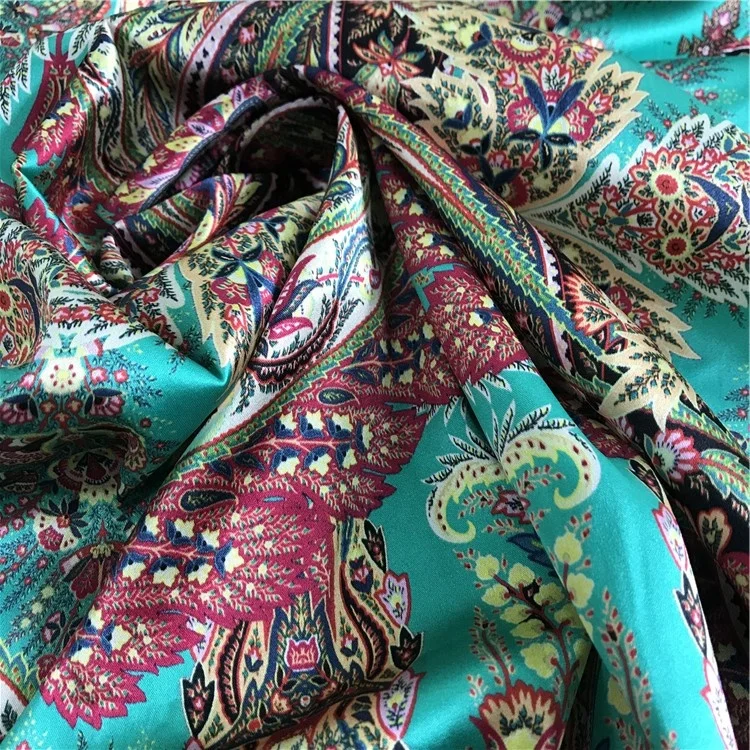 Ткань с принтом пейсли, шелк, вискоза, спандекс, ткань 16 мм, вискозная ткань