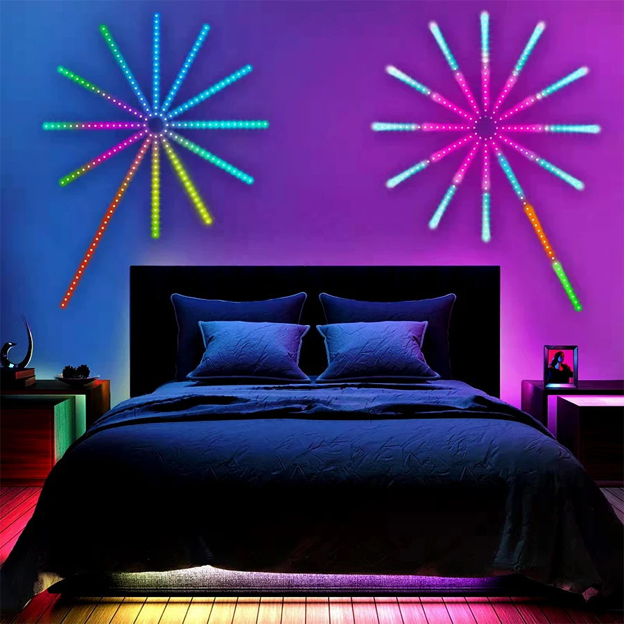 JEJA Firework LED Strip Lights Bedroom Music Sync Phone APP and Remote Control Firework LED Light for Christmas Party Bar KTV