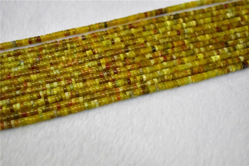 Flat Round Wheel Shaped Natural Stone Serpentine heishi Yellow Dragon Jade Beads For Jewelry Making