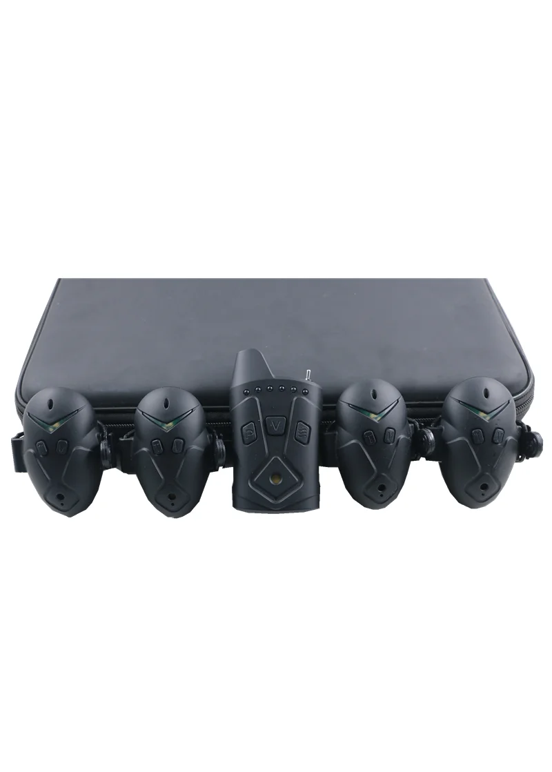 JZH-RF 5618 black 4+1 smart wireless high sensitive LED light fishing pole bite alarm indicator set for catching fish