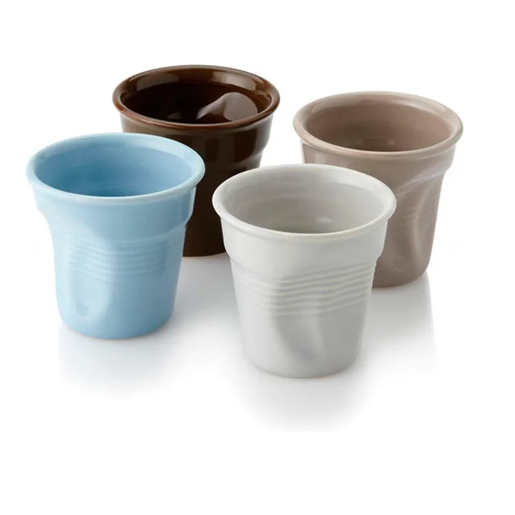 promotional ceramic cups Crumped Vending Cup Style Coffee Espresso Set, Ceramic, Multi-Colour