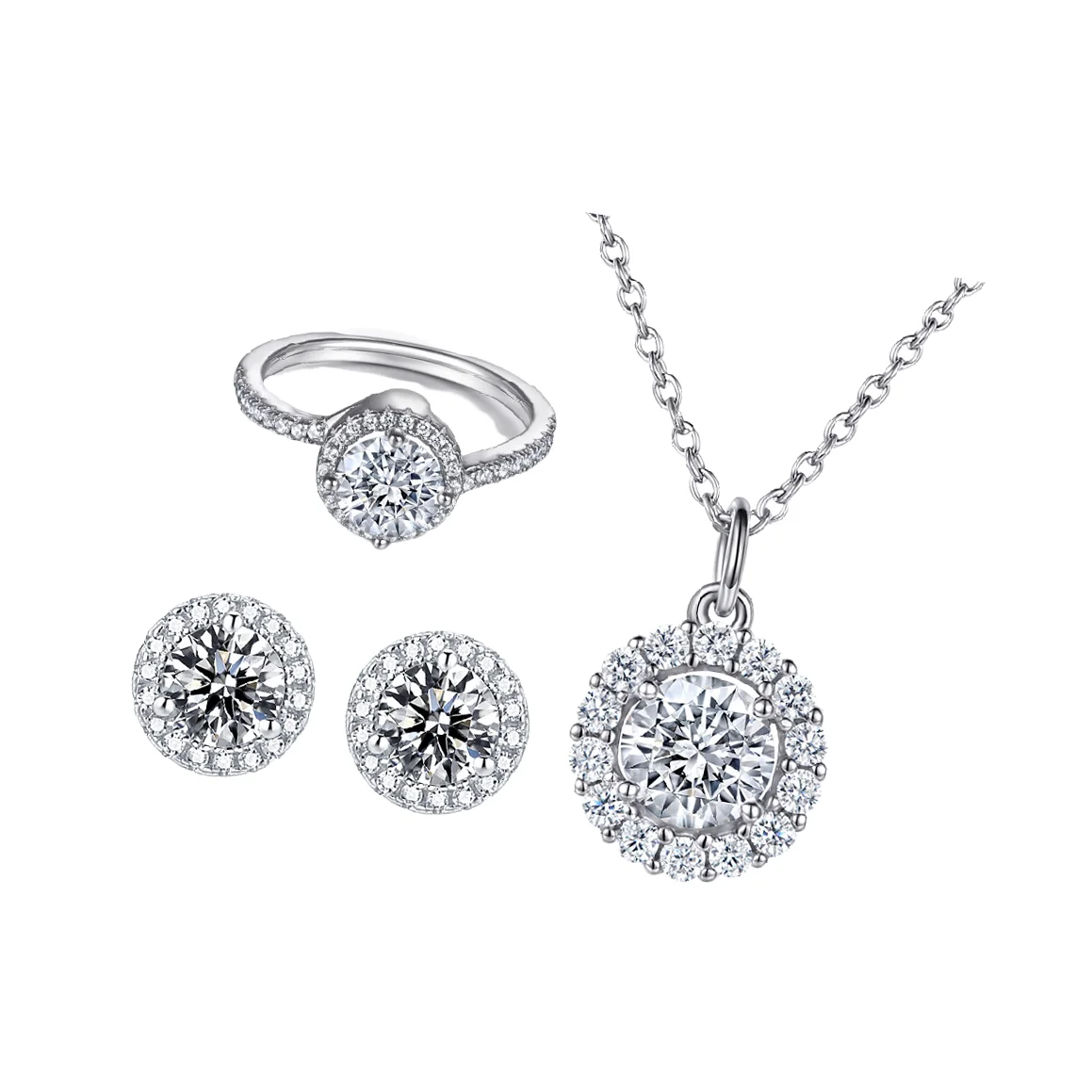 925 Sterling Silver Bridal Jewelry Sets Korea Hong Kong Choker Anniversary Wedding Pendant Set Jewelry For Women