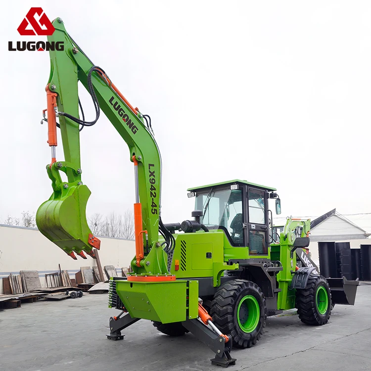 LUGONG LX942-45 2 Ton Hydrodynamic Transmission Backhoe Loader with One Year Warranty