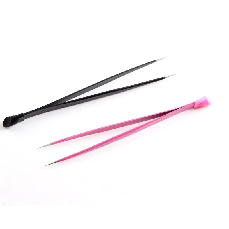 
TSZS hot selling pink black stainless steel nail tools anti static dual purpose nail tweezer for manicure art  (62286569567)