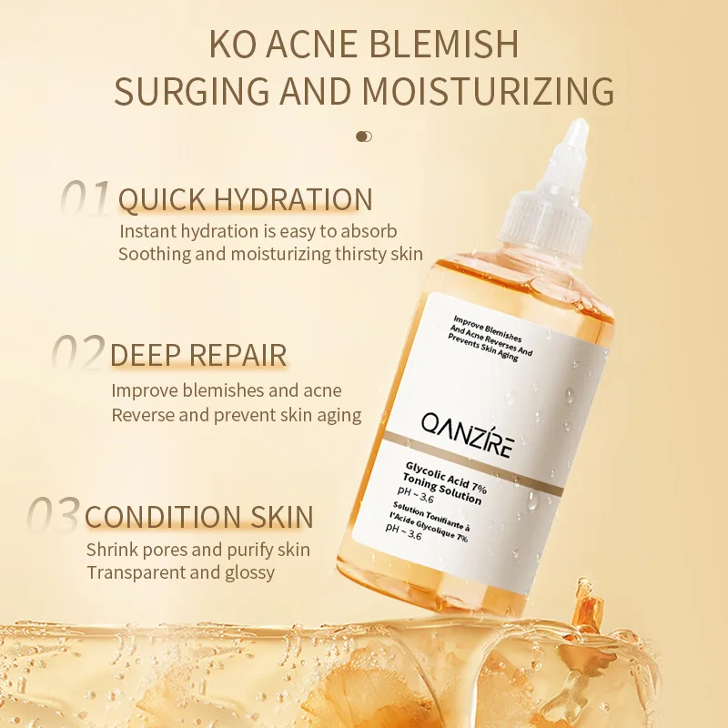 Private Label Glycolic Acid 7% Toning Solution Hyaluronic Acid Anti-Acne Moisturizing Acid Toner