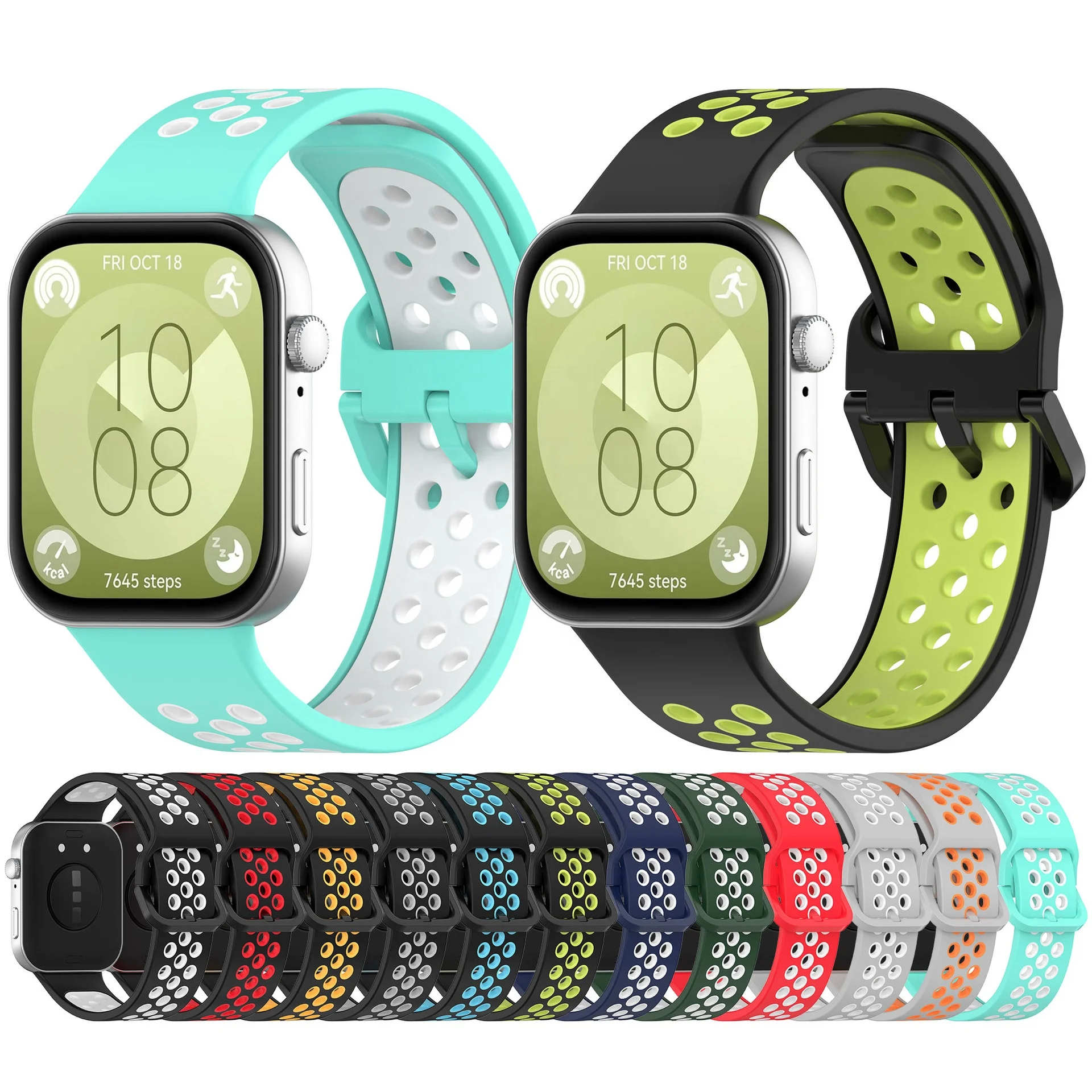 Newest silicone bracelet for Huawei watch fit3 breathable hole double color replacement wristband sport watch strap