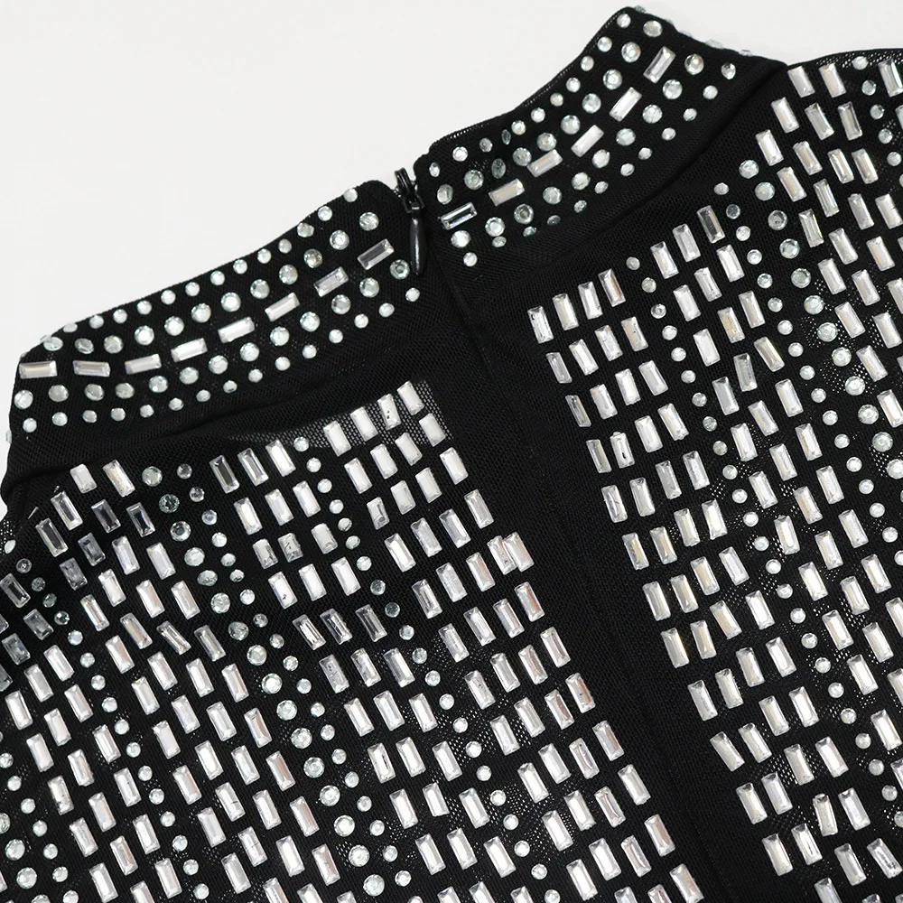 Женское Прозрачное платье для ночного клуба, сексуальное платье с разрезом и стразами без трусиков, новинка весны, модная женская одежда