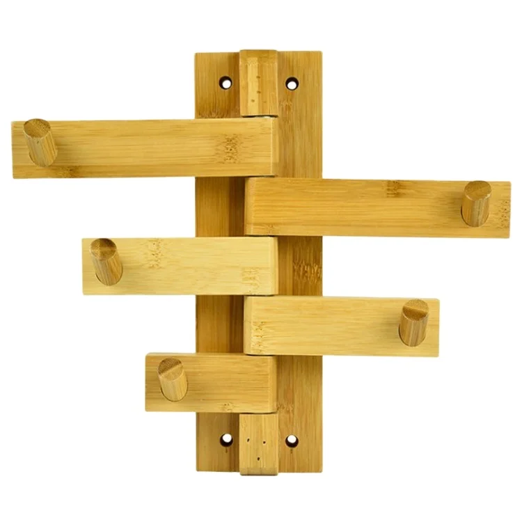 Custom Bamboo Bathroom Rack Coat Hanger Bath Towel Holder Solid Wood Clothes Racks Partition For Wholesale