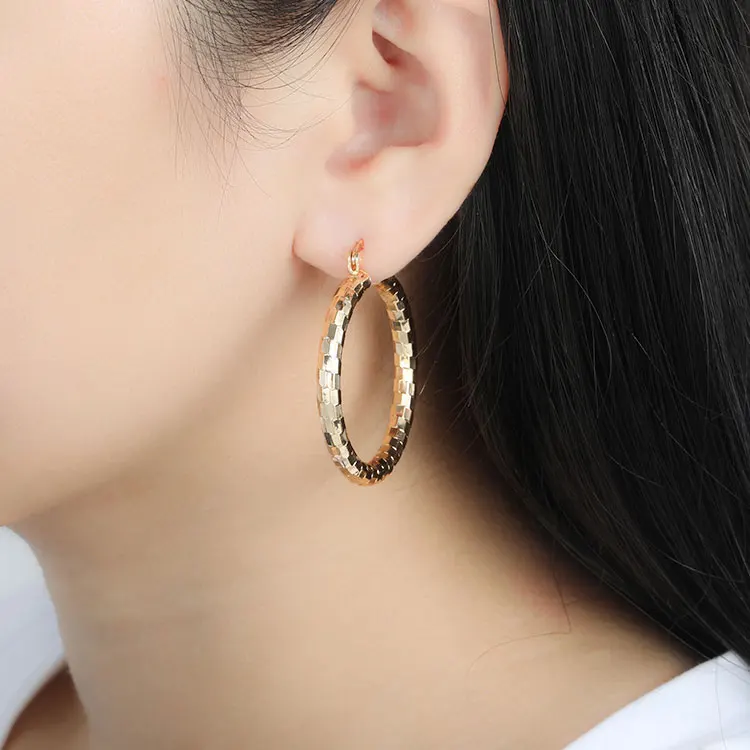 Copper alloy earring oversized Thin circle hoop-earrings gold plated hoops