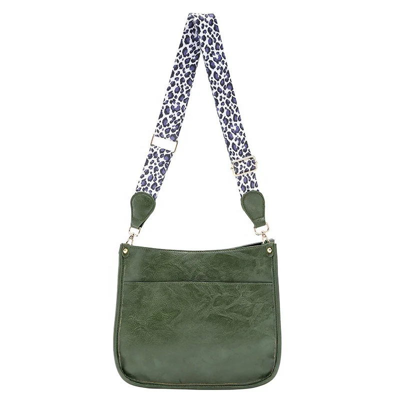 2022 New European And American Popular Pu Solid Color Leopard Print Shoulder Strap Messenger Bag