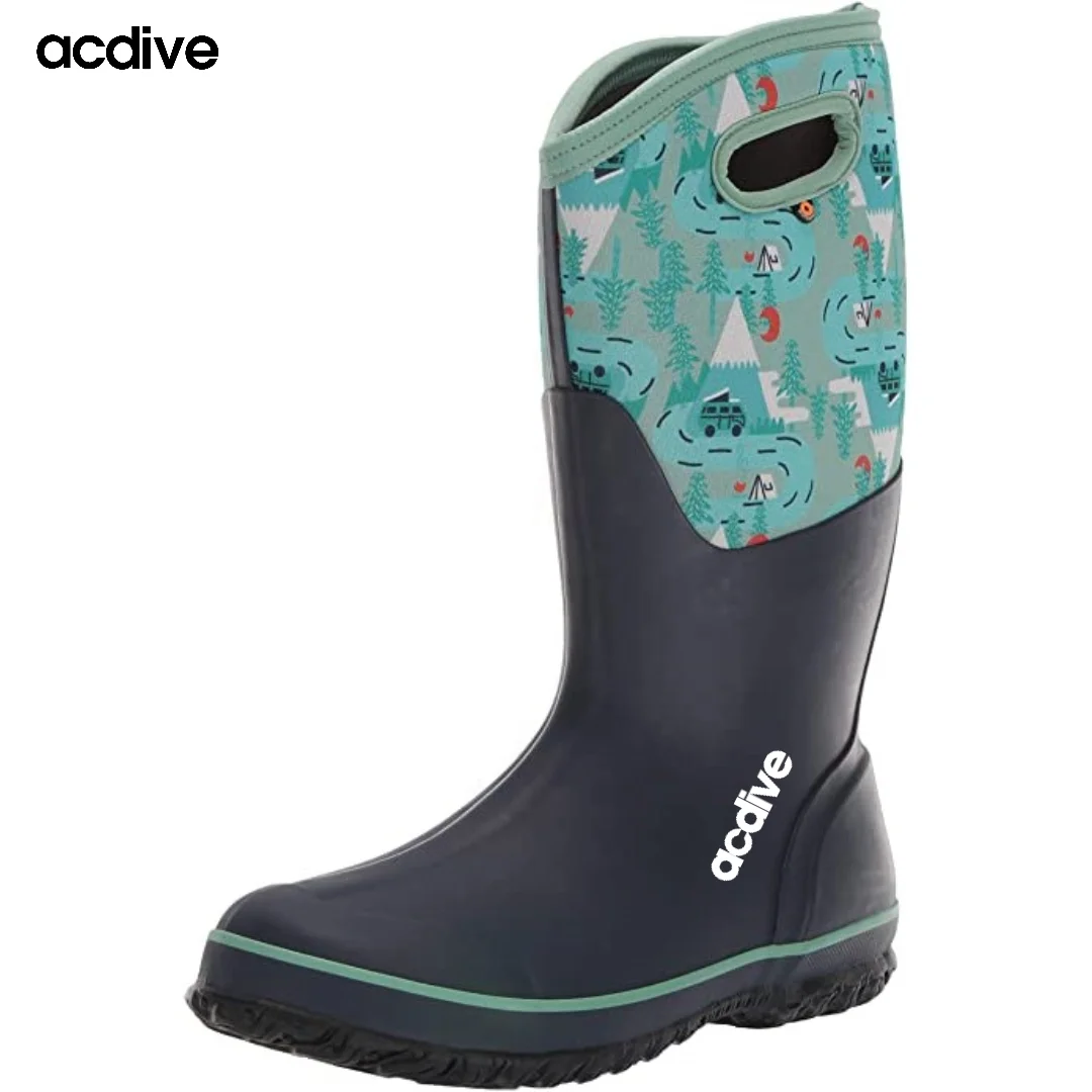 High Quality 5mm Adult Customized Neoprene Waterproof Fishing Working Thermal Anti-Slip Middle Cut Rain Boot