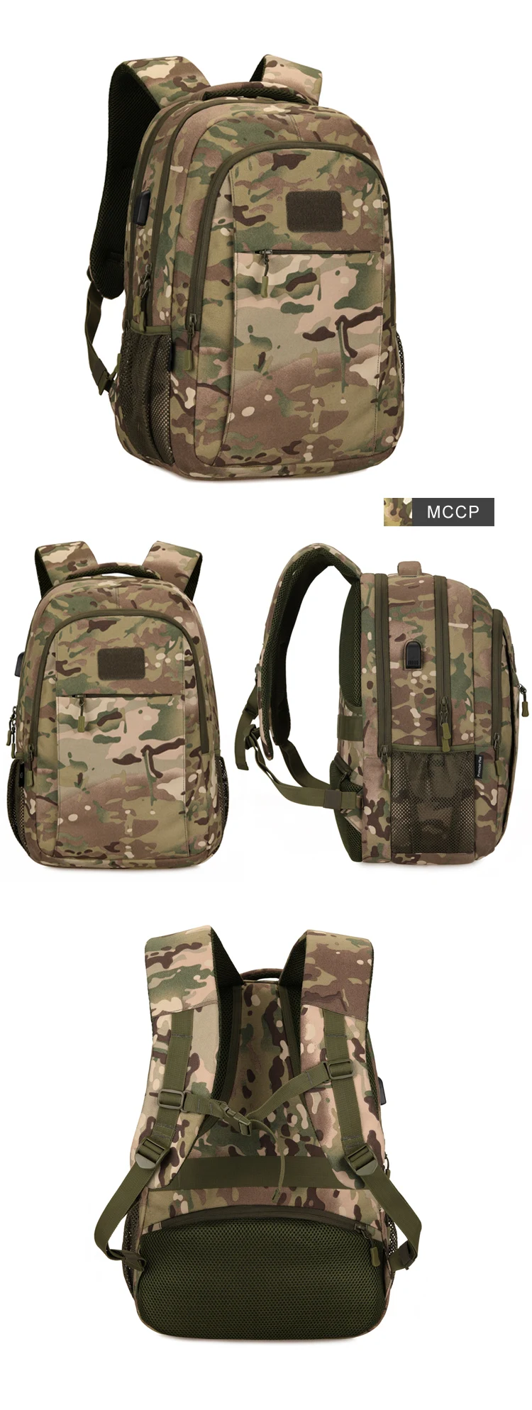 Waterproof 600D Oxford Camping Trekking Hunting Tactical Backpack MOLLE Bag Hiking Daypacks With Power Charging 11