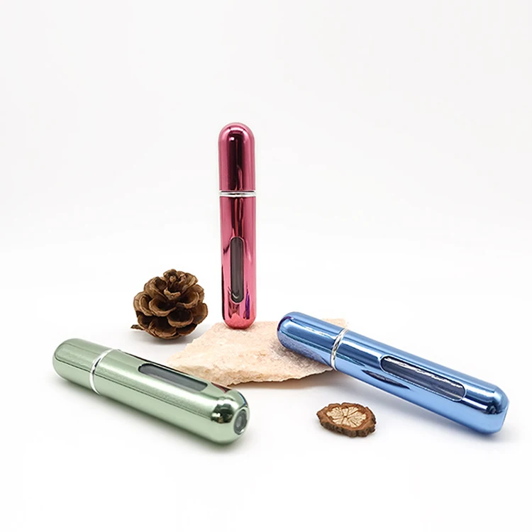 wholesale custom small refill perfume pocket bottle spray atomizer premium reusable 10ml aluminum perfume bottle filling