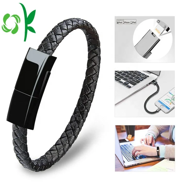 
Fashion Leather USB Cable Cell Phone Charger Bracelet 