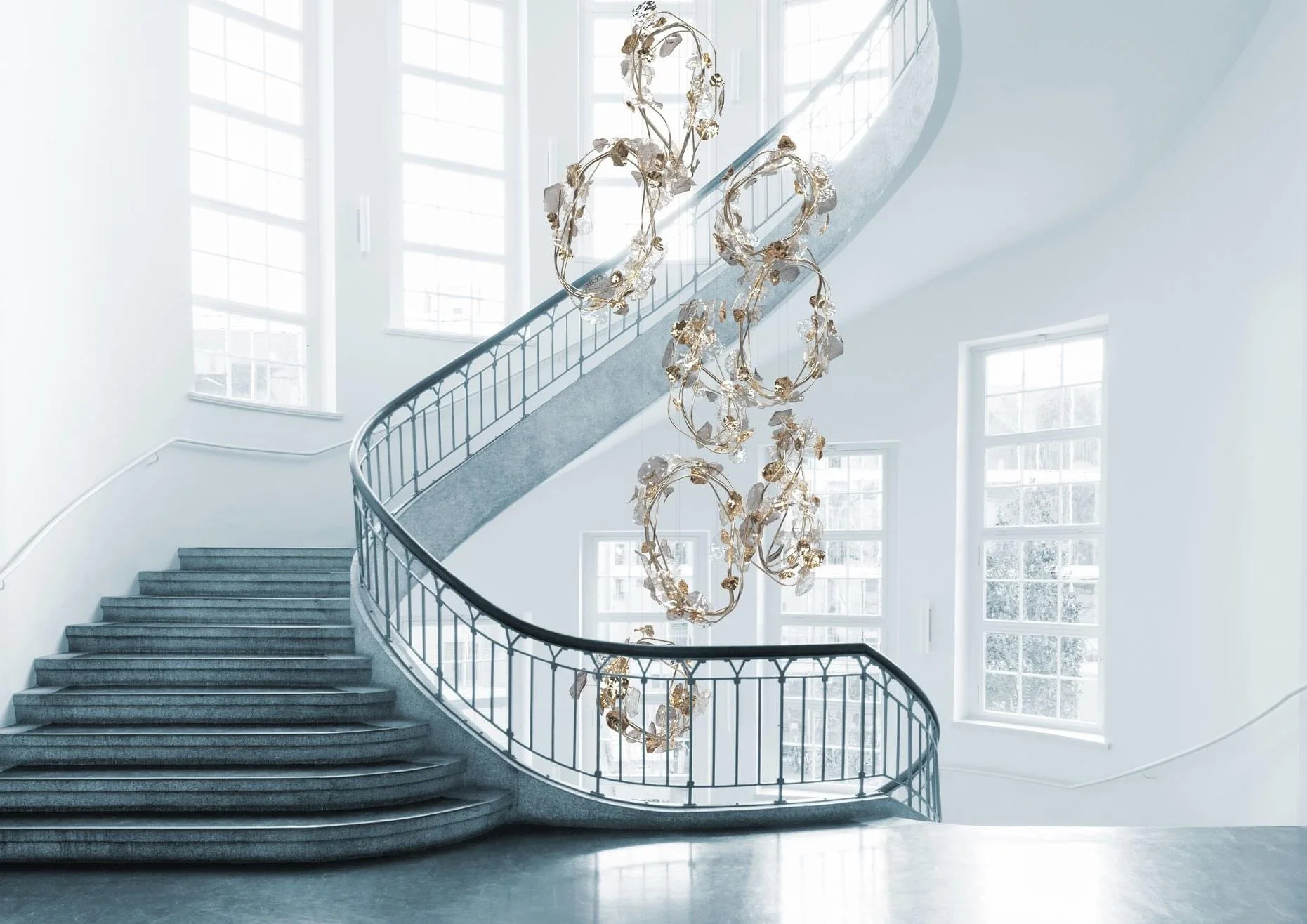 chandelier modern italian indoor lights combined gold crystal pendant lamp for hotel lights