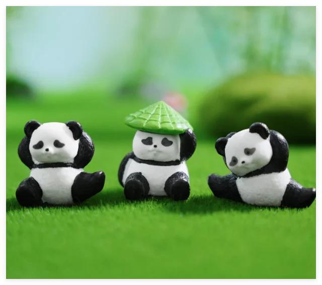 miniature animal panda statues resin figurine kung fu figure kid toy cartoon character cake topper home and gardening decoration