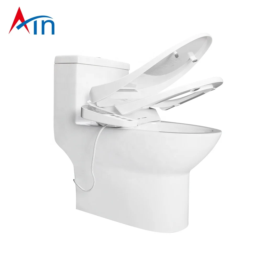 Elongated Bidet Toilet Seat With Quiet-Close Lid And Seat Adjustable Spray Pressure And Position Self-Cleaning Wand