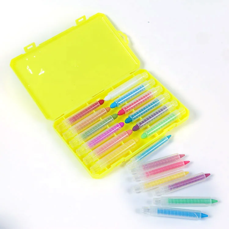 Attractive Price Erasable Draw Wax Painting Crayons Kids Art Supplies Color Crayon Set With Plastic Case
