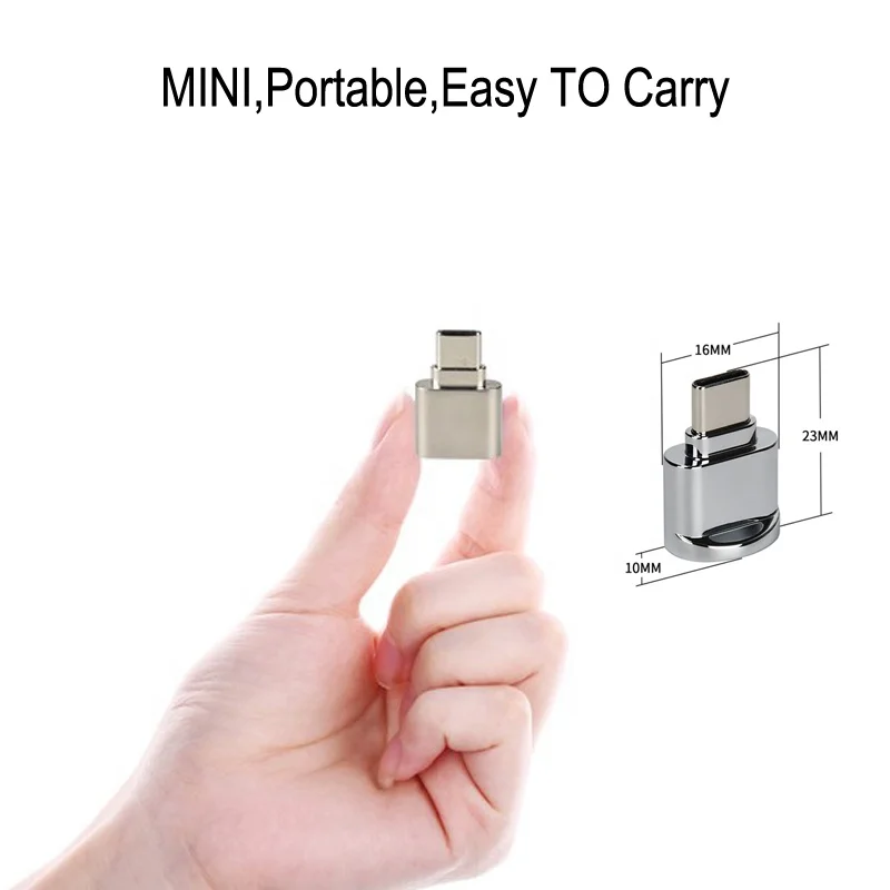
portable Zinc alloy shell mini usb type c 3.0 OTG adapter micro USB SD/TF card reader for Macbook for mobile phone 