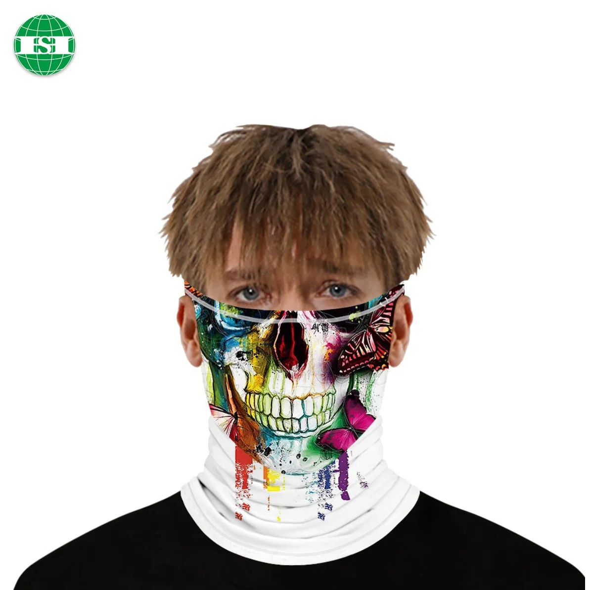 Colorful graffiti design Custom Polyester Bandanas sublimation printing Head wear Neck Scarves with ear loop