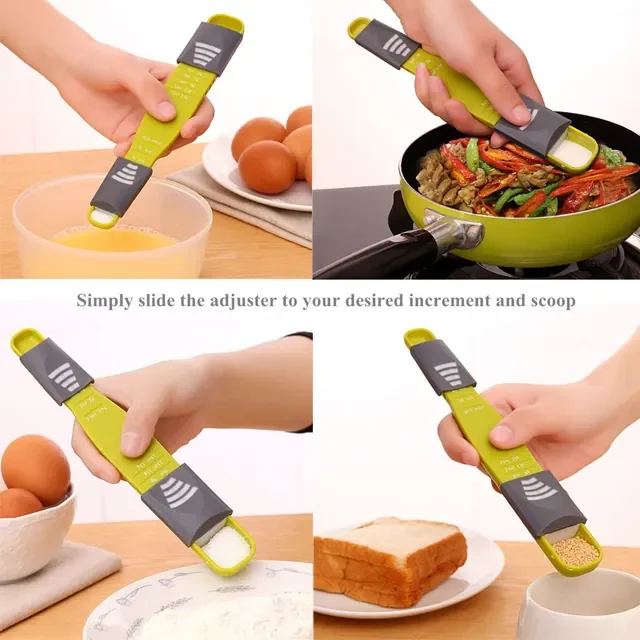 OEM wholesale BSCI certified plastic PP 2 in 1 double head adjustable measuring spoon