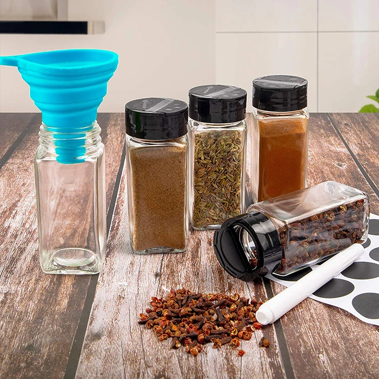 4 oz Glass Spice Jars with Black Butterfly Cap Clear Glass Jars with Shaker Lids for Storing Spice Herbs and Seasoning Powders