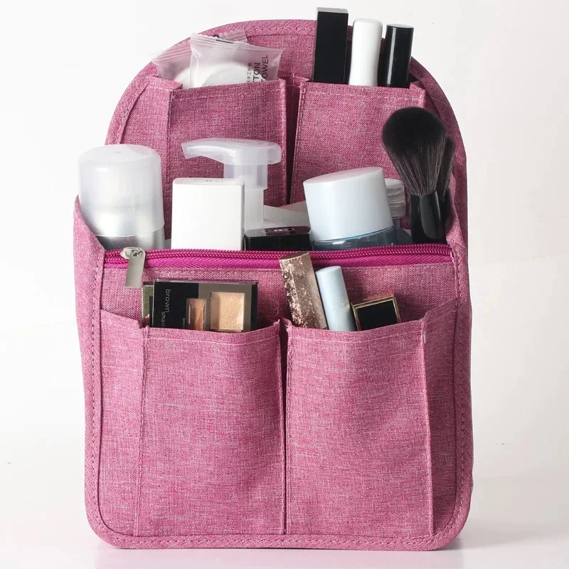 Custom Logo Nylon Insert bag organizer for Backpack multi-pocket inner bag for women handbag cosmetic storage bag